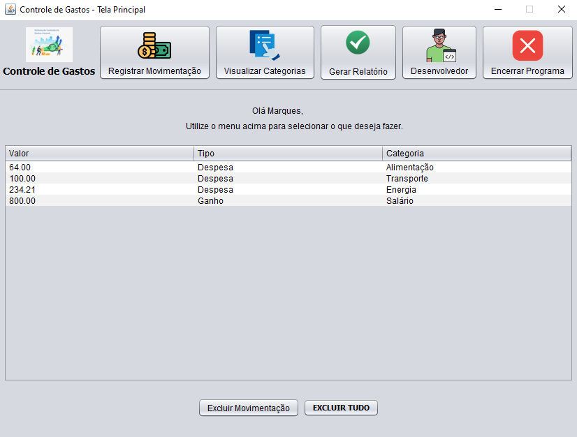 Imagem do Software de Controle de Gastos